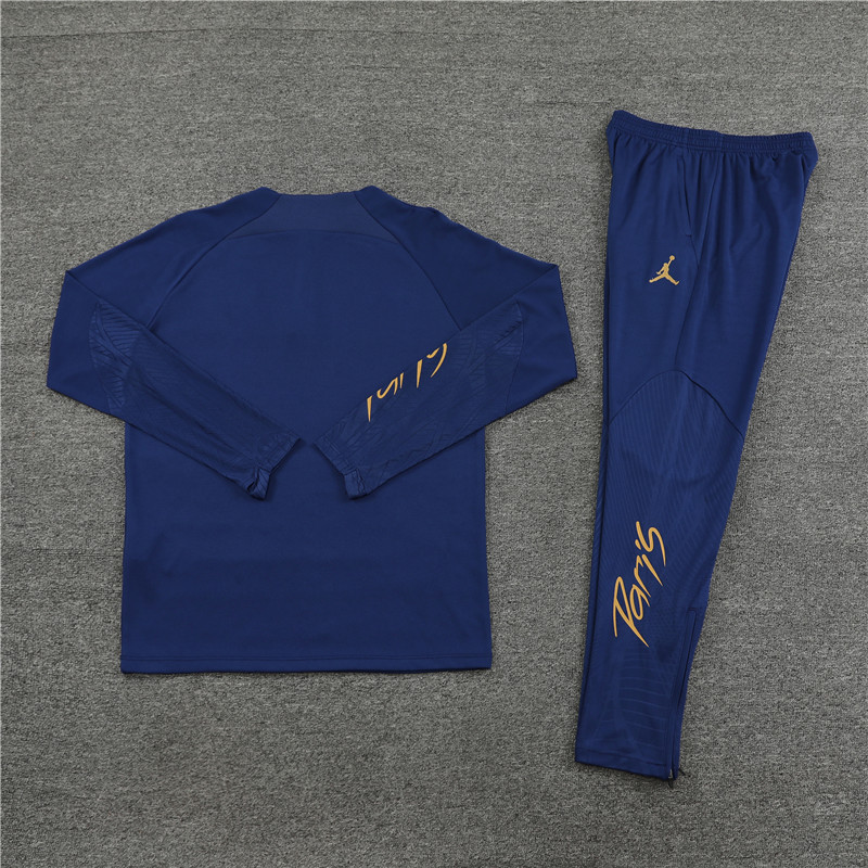 fans version 23-24 PS G Jrdan navy blue half zipper training tracksuit
