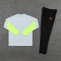 fans version 23-24 PS G light gray with green half zipper sweater tracksuit
