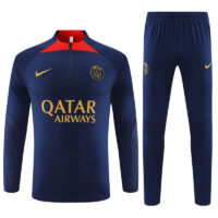 006-244 fans version 23-24 PS G navy blue with red half zipper sweater tracksuit