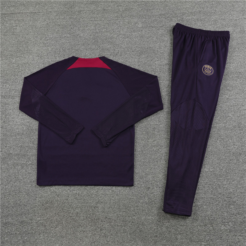 fans version 23-24 PS G purple half zipper sweater tracksuit