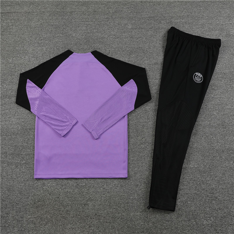 fans version 23-24 PS G purple with black half zipper sweater tracksuit