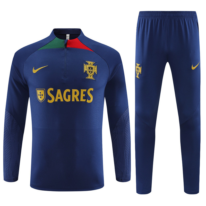 fans version 23-24 Portugal navy blue half zipper sweater tracksuit