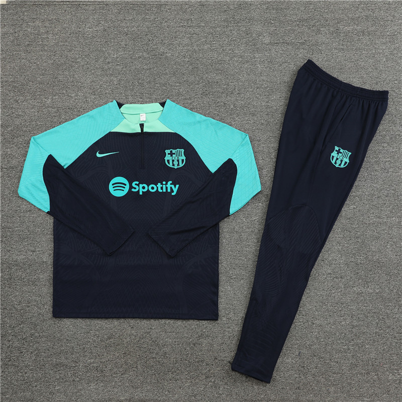 player version 23-24 Bar navy blue with lake blue half zipper training tracksuit
