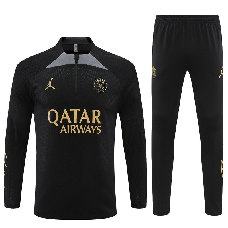 player version 23-24 PS G Jrdan black with gray half zipper training tracksuit