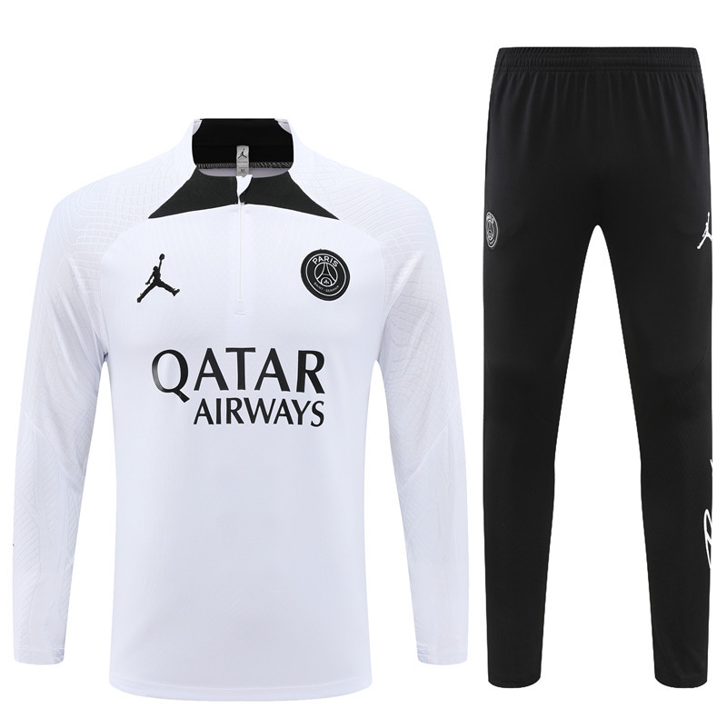 006-257 player version 23-24 PS G Jrdan white with black half zipper training tracksuit
