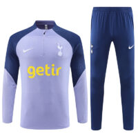 player version 23-24 Tottenham light purple with navy blue half zipper sweater tracksuit