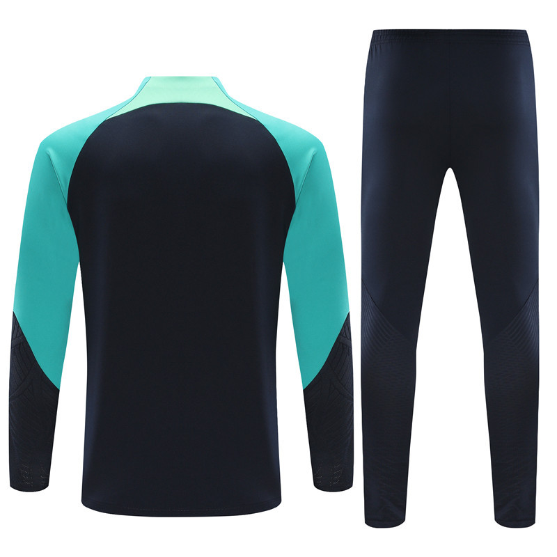23-24 Bar navy blue with lake blue half zipper training tracksuit