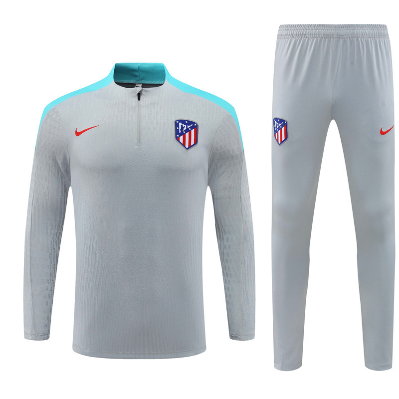 player version 24-25 ATM gray with blue half zipper training tracksuit