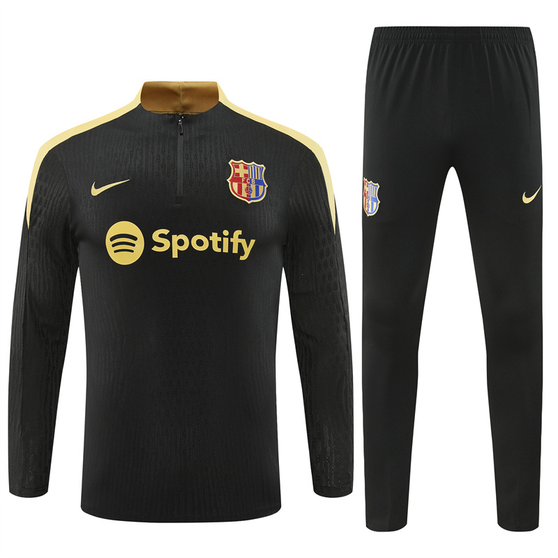 player version 24-25 Bar black with gold half zipper training tracksuit