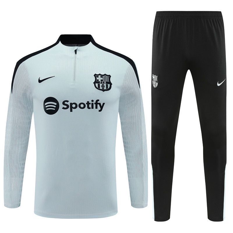 player version 24-25 Bar light gray with black half zipper training tracksuit