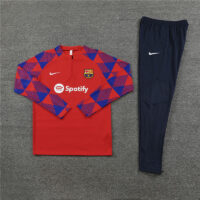 006-27 23-24 Bar red with blue half zipper sweater tracksuit