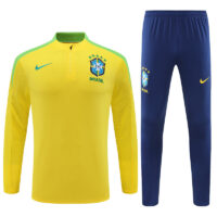 player version 24-25 Brazil yellow with green half zipper training tracksuit