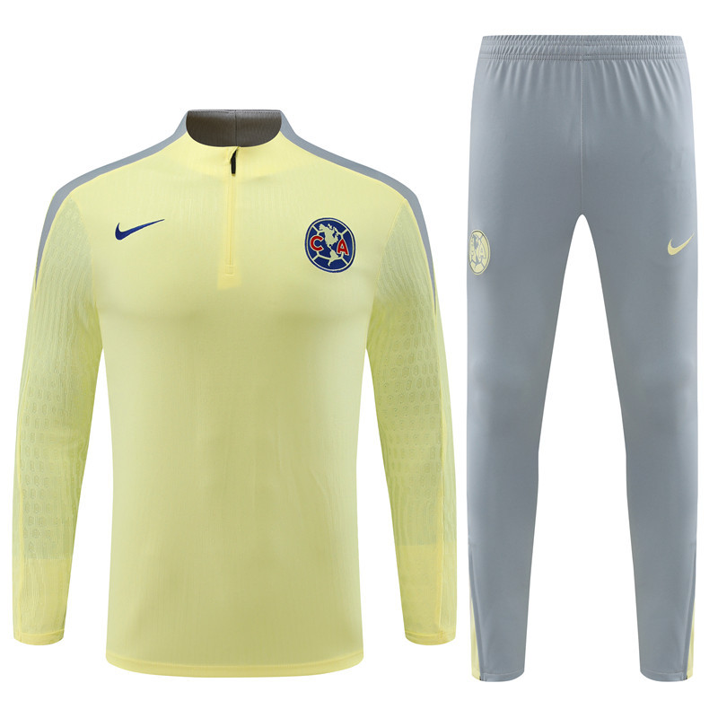 player version 24-25 CA light yellow with gray half zipper training tracksuit