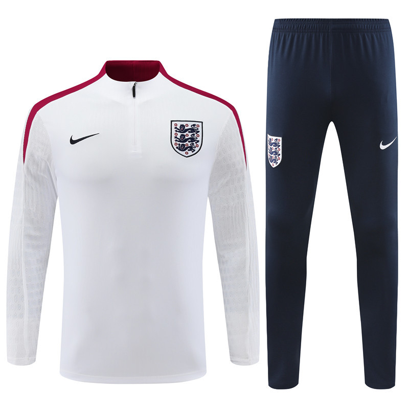 006-275 player version 24-25 England white with red half zipper training tracksuit