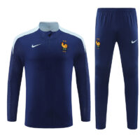 player version 24-25 France navy blue with light blue half zipper training tracksuit