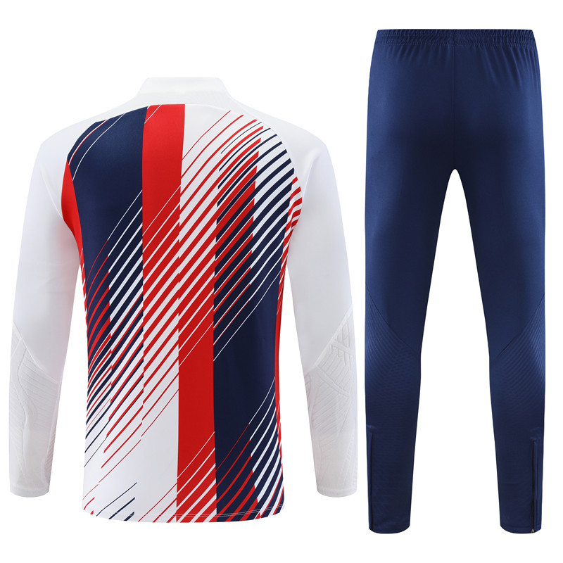 23-24 Bar white with red and blue half zipper sweater tracksuit