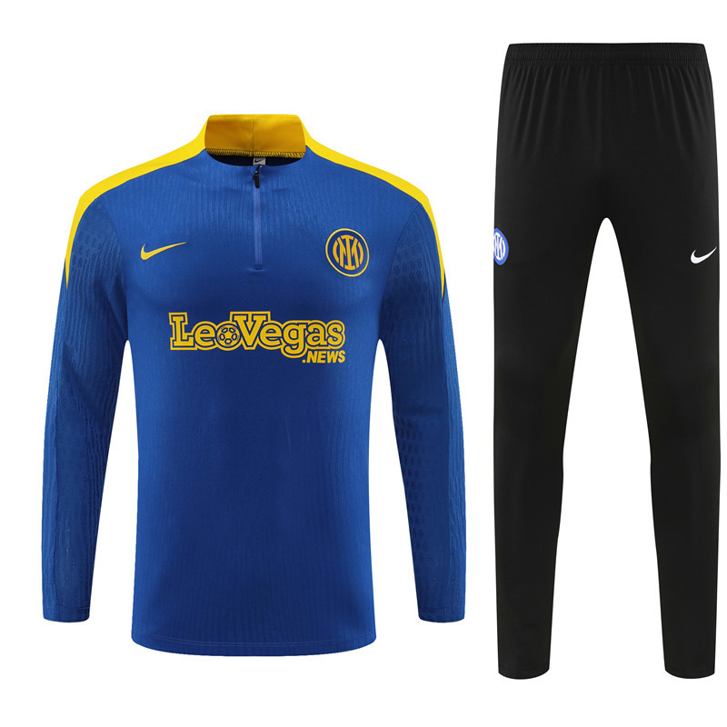 006-280 player version 24-25 Inter color blue with yellow half zipper training tracksuit