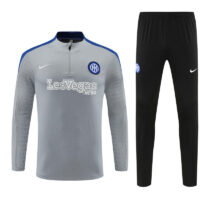 006-281 player version 24-25 Inter light gray with blue half zipper training tracksuit