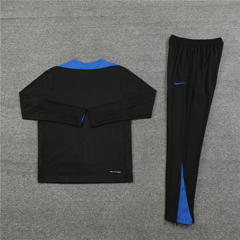 player version 24-25 Netherlands black with blue half zipper training tracksuit