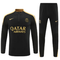 player version 24-25 PS G black with gold half zipper training tracksuit