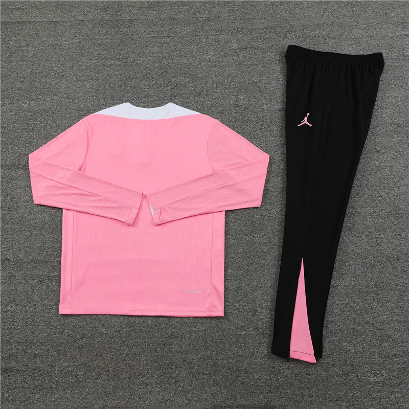 player version 24-25 PS G pink with white half zipper training tracksuit