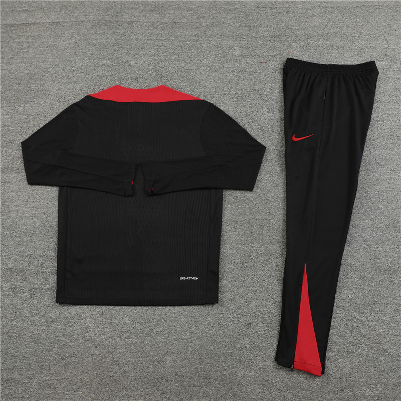 player version 24-25 Portugal black with red half zipper training tracksuit