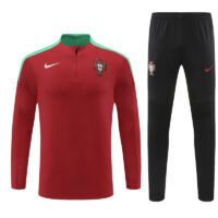 player version 24-25 Portugal red with green half zipper training tracksuit