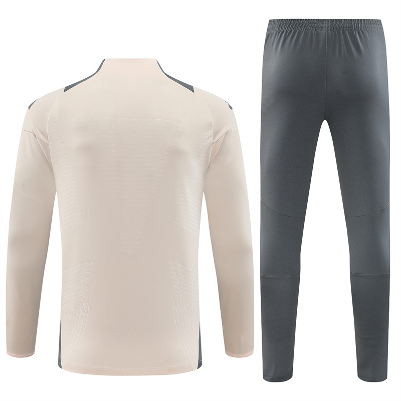 player version 24-25 Real Madrid beige with gray pullover training tracksuit