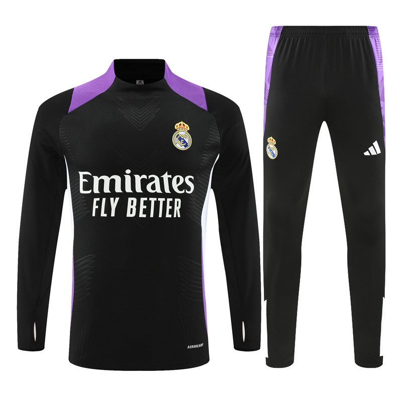 006-294 player version 24-25 Real Madrid black with purple pullover training tracksuit
