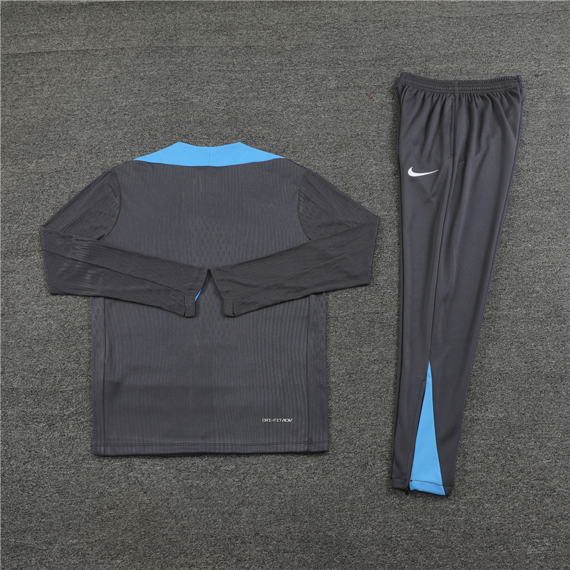 006-298 player version 24-25 Tottenham dark gray with blue half zipper training tracksuit