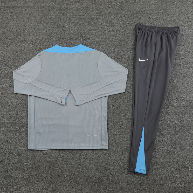 player version 24-25 Tottenham light gray with blue half zipper training tracksuit