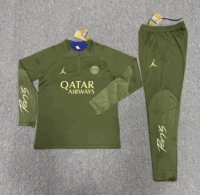 Fans version 23-24 PS G Jrdan army green half zipper sweater tracksuit