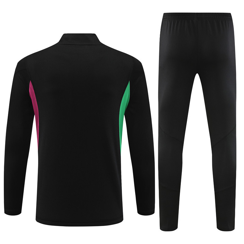23-24 Bayern black with purple half zipper sweater tracksuit