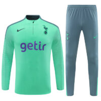 player version 24-25 Tottenham light green with gray half zipper training tracksuit