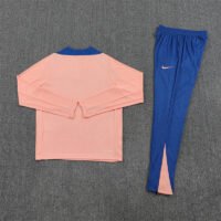 006-304 player version 25-26 France light pink with blue stripe half zipper sweater tracksuit