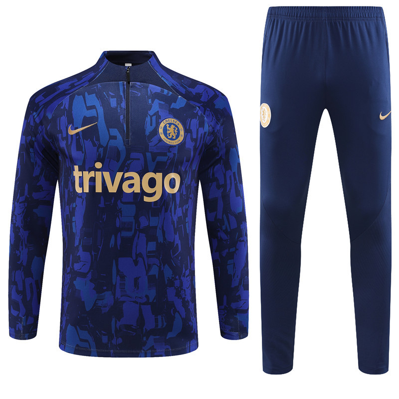 006-33 23-24 Chelsea blue half zipper training tracksuit