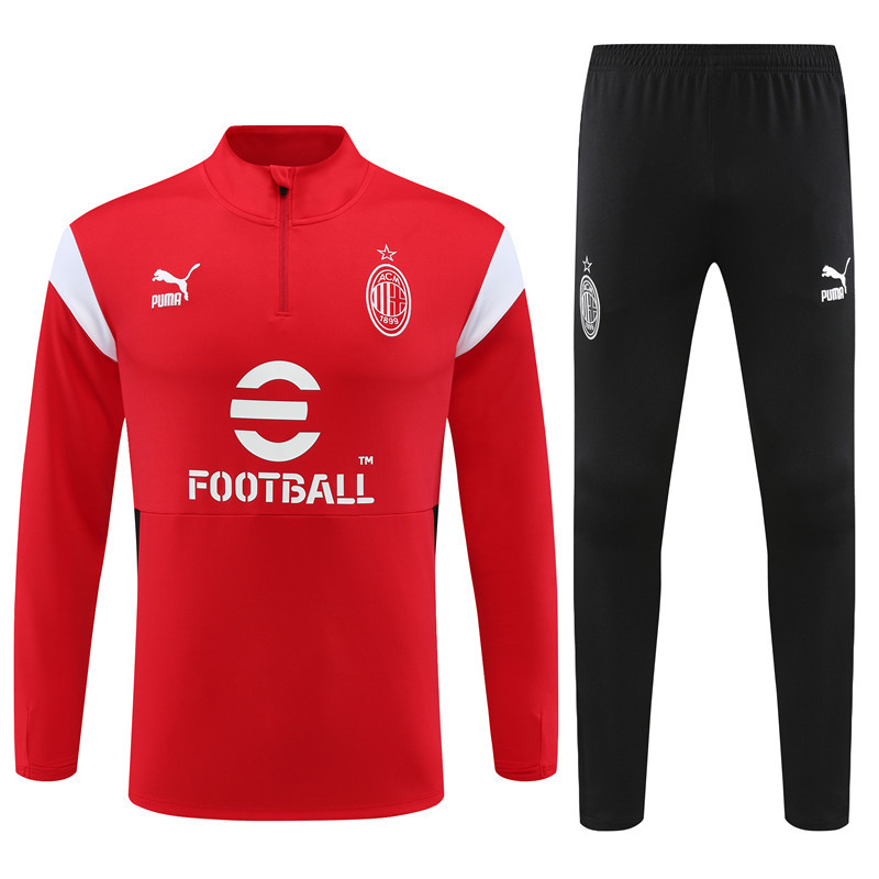 23-24 AC red half zipper sweater tracksuit
