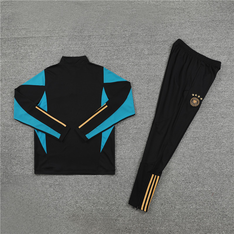 006-41 23-24 Germany black with blue half zipper sweater tracksuit