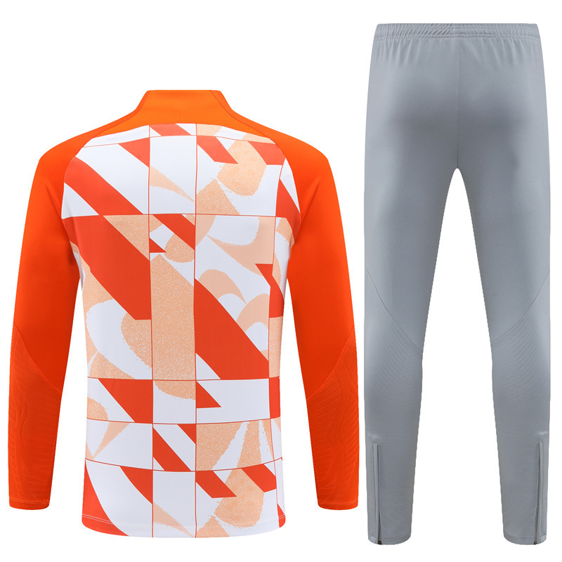 006-42 23-24 Inter Camo orange with white half zipper training tracksuit