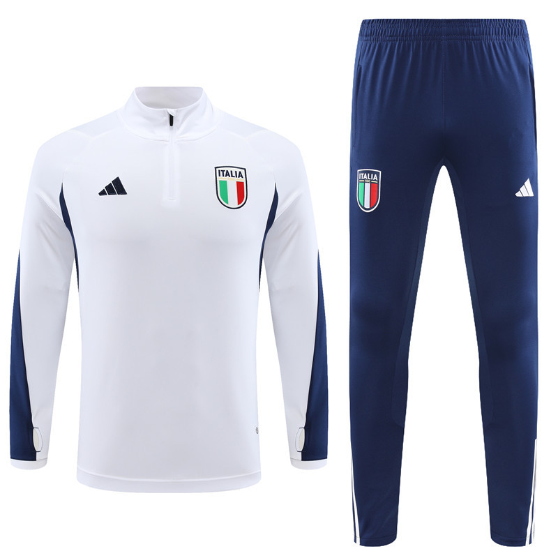006-46 23-24 Italy white with blue half zipper sweater tracksuit
