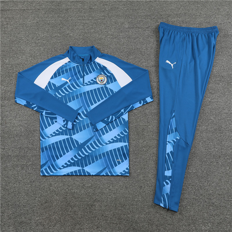 006-51 23-24 Man City Camouflage blue half zipper sweater tracksuit