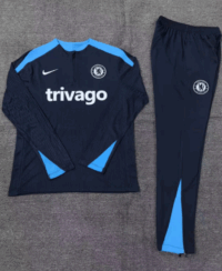 006-6 player version 24-25 Chelsea navy blue with light blue half zipper training tracksuit