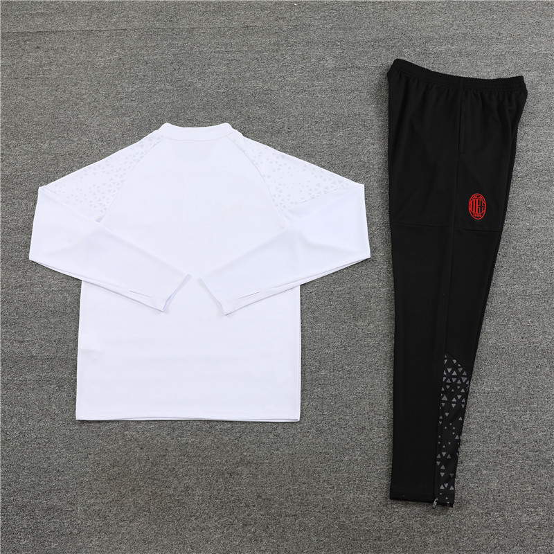 006-6 23-24 AC white with black pants half zipper sweater tracksuit