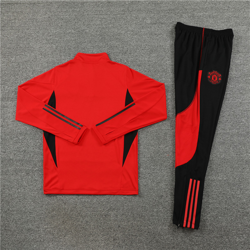 006-64 23-24 Manud red with black half zipper training tracksuit