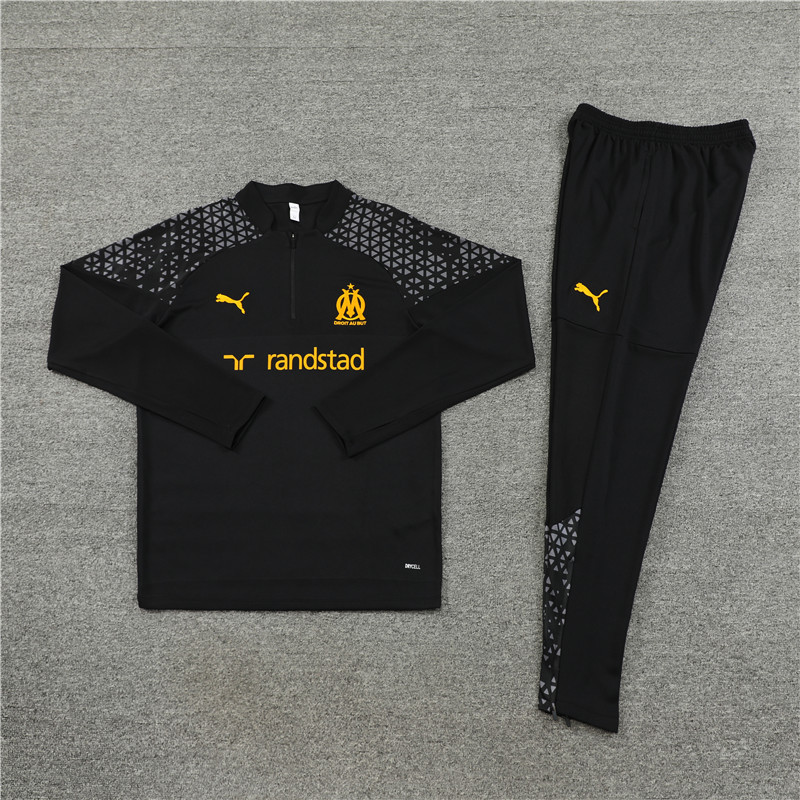 006-66 23-24 Marseille black half zipper sweater tracksuit