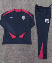 006-7 player version 24-25 England navy blue with red half zipper training tracksuit