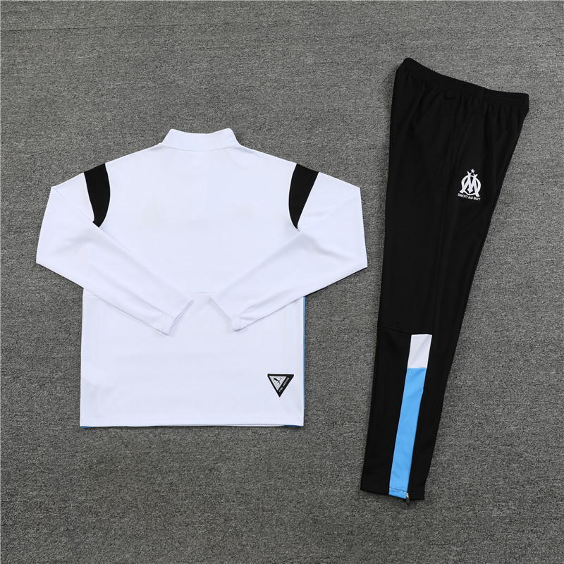 23-24 Marseille white with black and blue half zipper sweater tracksuit