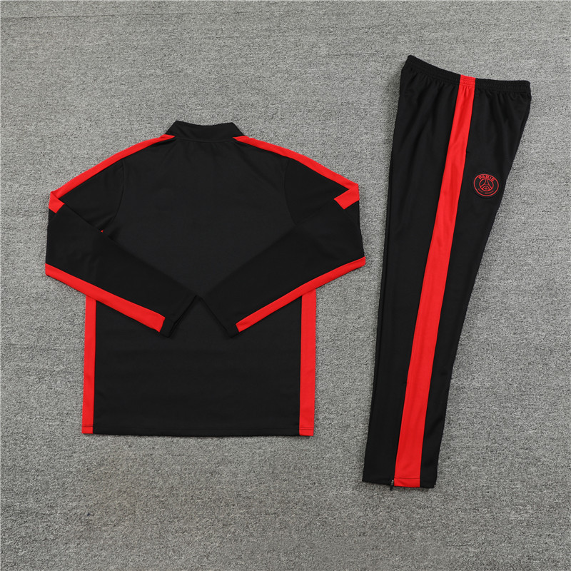 23-24 PS G black with red stripe half zipper sweater tracksuit