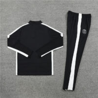 006-78 23-24 PS G black with white stripe half zipper sweater tracksuit