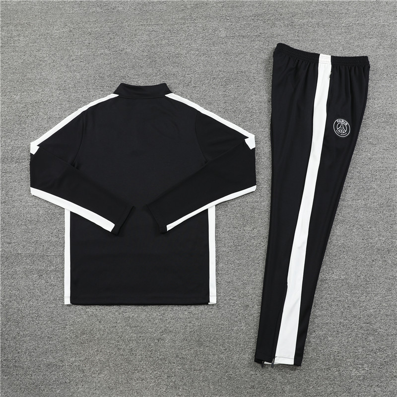 006-78 23-24 PS G black with white stripe half zipper sweater tracksuit